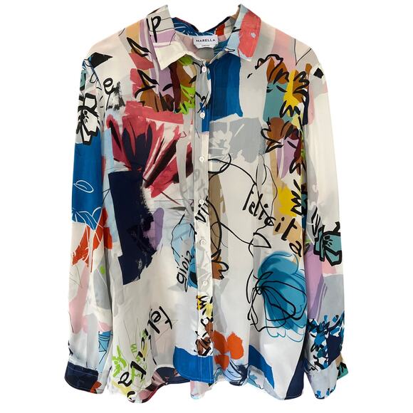 Marella Paul Graphic-print Shirt in Silk 10 - Picture 1 of 9